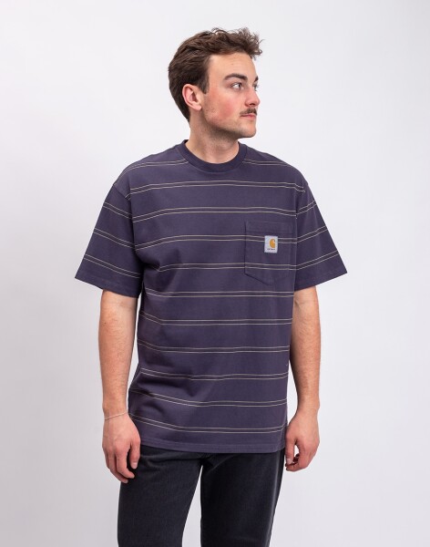 Tričko Carhartt WIP S/S Bert Pocket T-Shirt Bert Stripe, Shady Purple garment dyed