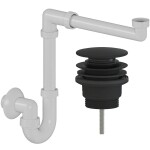 CERANO Sifon umyvadlový/nábytkový, místošetřící - DN32/250-700 mm - bílá s výpustí click-clack - univerzální - plast - černá matná