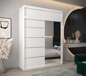 Šatní skříň Abi V2 s nástavcem Barva korpusu: Bílá, Rozměry: 180 cm, Dveře: Bílá