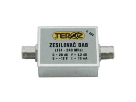 Anténní zesilovač TEROZ 404X, DAB, G20dB, F1,2dB, U98dBμV, F-F