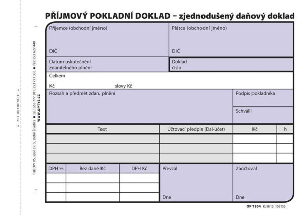 Příjmový doklad zjednodušený, A6, 100 listů, NCR