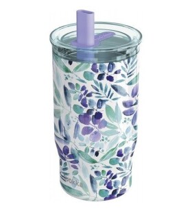 Nerezový termohrnek s brčkem Mist Violet Blooms 720ml