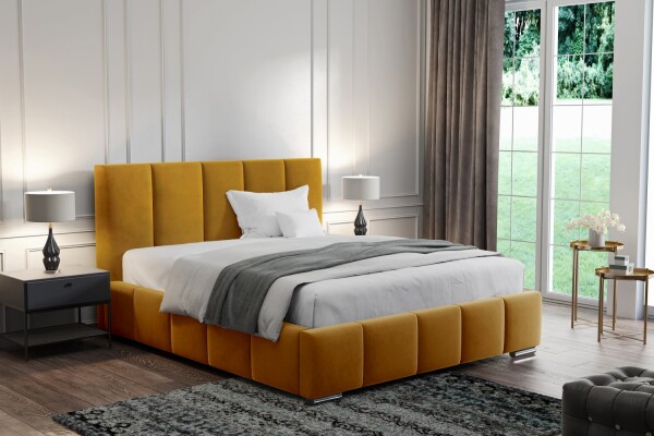 FRONTI Postel MODEL 09 160x200 hořčicová - MAGIC VELVET 2212