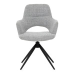 Židle jídelní, šedá látka, 360° vratný mechanismus, černý kov