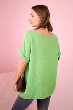 Mušelínová halenka s náhrdelníkem oliva UNI