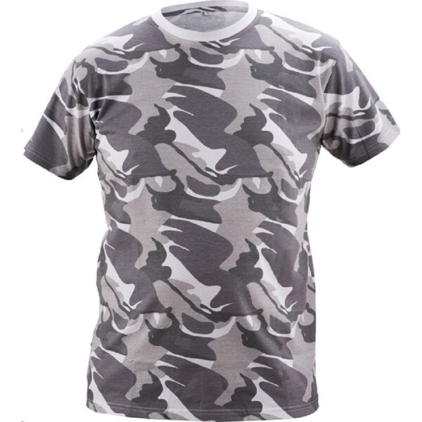 Triko CRAMBE s krátkým rukávem šedé camouflage, 100% bavlna, 180g/m2 3XL- šedá camouflage