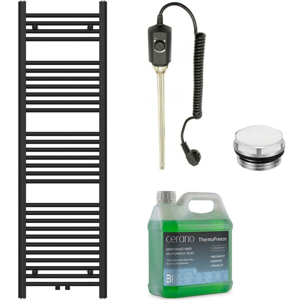 CERANO - Koupelnový elektrický radiátorový set Benito - 600W - černá matná - 1500x450 mm CER-827353