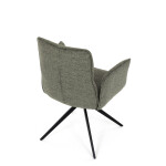 Židle jídelní, zelená látka, 360° vratný mechanismus, černý kov