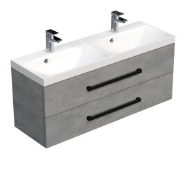Koupelnová skříňka s černou úchytkou a umyvadlem SAT Cube Way 120x53x40 cm beton mat CUBE2C120ZBE CUBE2C120ZBE