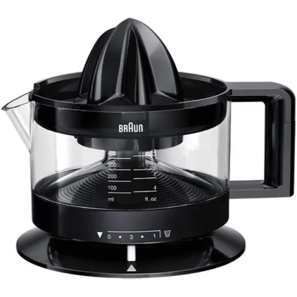 Braun Tribute CJ3000 černá / Lis na citrusy / 20 W / 400 ml / oboustranné otáčení / 5 stupňů dužiny (0X22611019 CJ3000BK)