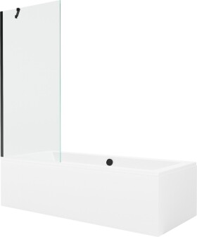 MEXEN/S - Cube obdélníková vana 170 x 80 cm s panelem + vanová zástěna 80 cm, transparent, černá 550517080X9508000070