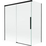 MEXEN/S - Rox vanová zástěna 2-křídlová posuvná 140 + 70 x 150, transparent, černá 8C9-140-070-70-00