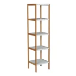 MSV REGIE bambusový regál - 5 police bílý / MDF / 85 cm (8422914500148)