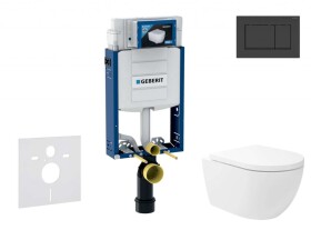 GEBERIT - Kombifix Set předstěnové instalace, klozetu Oudee Vortex a sedátka softclose, tlačítko Sigma30, matná černá/černá SANI15CA5134