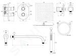 RAVAK - Chrome Sprchový set s termostatem pod omítku, s tělesem, 30x30 cm, chrom X07S015