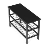 Botník 2 police, bez potahu, kov - černý matný lak