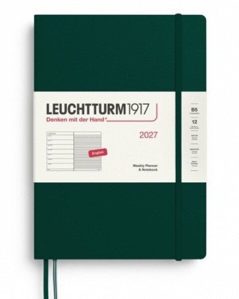 Týdenní plánovač Zápisník Forest Green, Composition B5 2027, anglicky