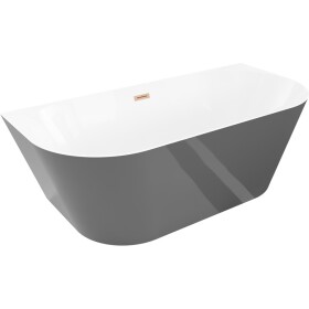 MEXEN/S - Oval Slim volně stojící vana nástěnná 170 x 80, bílá/šedá, sifon a přepad měď kartáčovaná 52661708062-65
