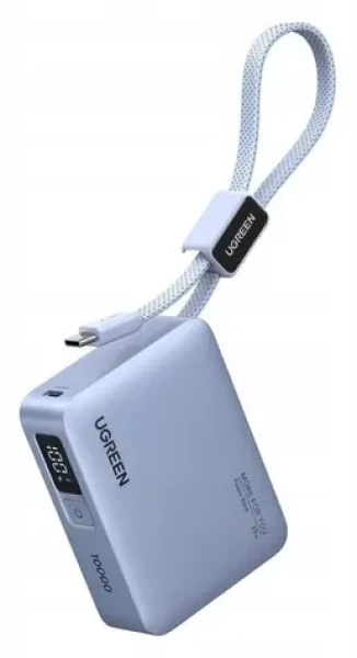Ugreen PB584 šedá / Powerbanka / 10000 mAh / 33W rychlonabíjení / vestavěný USB-C kabel (75173B)