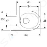 GEBERIT - Selnova Závěsné WC, 530x355 mm, Rimfree, bílá 500.694.01.2