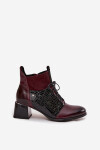 Zazoo 60503 kožené kotníkové boty na podpatku vyhřívané bordó 40