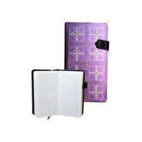 Zápisník s magnetickým klipem 85x160 mm fialový se zlatobílým ornamentem B