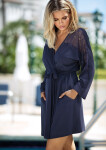 DKaren Housecoat Fibi Navy Blue tmavě modrá