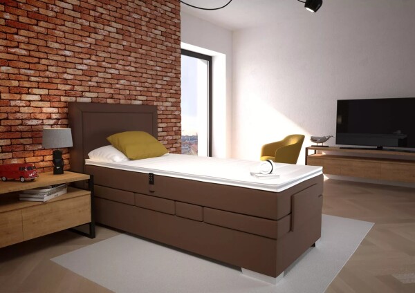BLANÁŘ NÁBYTEK, a.s. Polohovatelný boxspring Margo - jednolůžko (hnědá) ROZMĚR: 100 x 200 cm