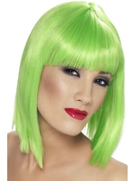 Neonově zelená krátká paruka Glam s ofinou Smiffys 42138