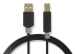 Nedis USB-A - USB-B kabel antracit (CCBP60100AT30) / Datový kabel / USB 2.0 / 480 Mbps / pozlacené konektory / 3 m (CCBP60100AT30)