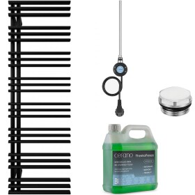 CERANO Koupelnový elektrický radiátorový set Burke - L/P - WIFI - 600W - černá matná - 1600x500 mm