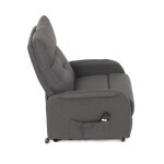 Křeslo polohovací, eletrické, šedá látka.