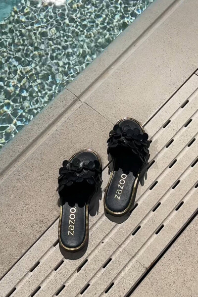 Zazoo 40381 Dámské Kožené Pantofle Na Plochém Podpatku Černé 38