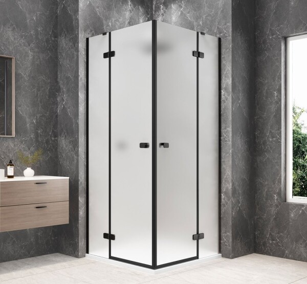 POLYSAN - GLOBE BLACK čtvercový sprchový kout 800x800, rohový vstup, matné sklo GB5880MB