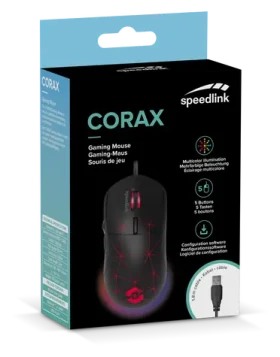 Speed Link SL-680003-BK CORAX Gaming Mouse černá / Herní myš / drátová / 3200 dpi / 5 tlačítek / RGB podsvícení