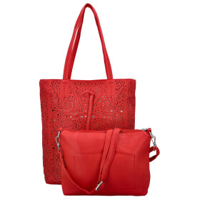 Módní dámský koženkový set kabelek Safira, červený