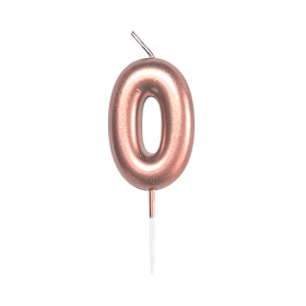 Svíčka dortová rose gold 5 cm číslo 0 - Albi