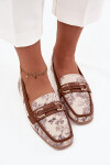 Vzorované mokasíny dámské s ozdobným prvkem béžovo-hnědé Evelora 40