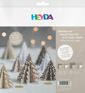 Sada origami papírů 20x20 a 15x15 - stromky šedohnědé