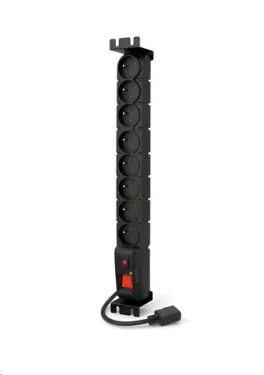 19" Acar rozvodný panel 8x230V / Napájecí panel / IEC konektor pro UPS / přepěťová ochrana / kabel 3 m (Acar S8 FA IEC)
