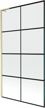 MEXEN/S - Next L vanová zástěna FIX 100 x 150, černá vzor, zlatá kartáčovaná 895-100-000-03-77-55