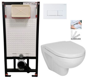 DEANTE Podomítkový rám, pro závěsné WC mísy + SLIM tlačítko bílé + WC JIKA LYRA PLUS + SEDÁTKO DURAPLAST SLOWCLOSE CST_WC01 A51P LY5