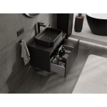 MEXEN/S - Rivel koupelnová skříňka pod umyvadlo 70 cm s deskou, 1 šuplík, reliéf , černá mat 91A20-07047-1-BFC71