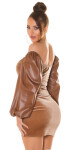 Sexy Koucla leahter look Off Shoulder Top barva brown velikost Einheitsgroesse