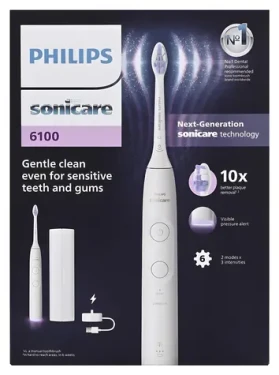 Philips Series 6100 HX7400/06 bílá / Sonický elektrický zubní kartáček / 62 000 kmitů / 2 režimy / senzor tlaku (HX7400/06)