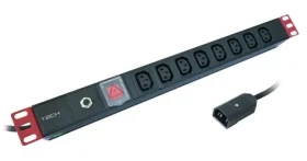 Techly 109559 černá / Napájecí panel / 19" 1U / 8x C13 / C14 / 2500 W / 2 m kabel (109559)
