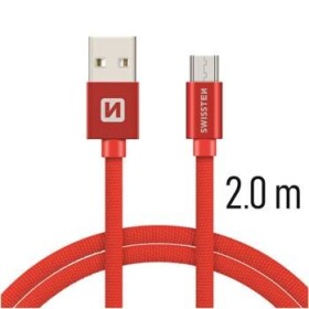 Swissten 71522306 USB 2.0, zástrčka A - zástrčka micro B, opletený, 2m, červený