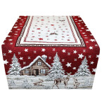 DumDekorace Vánoční gobelínový běhoun na stůl Zimní krajina Šířka: 40 cm | Délka: 180 cm