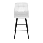 Židle barová, bílá látka, čtyřnohá kovová podnož, černý mat