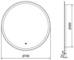 MEXEN - Gobi zrcadlo s osvětlením 70 cm, LED 6000K, 9801-070-070-611-00